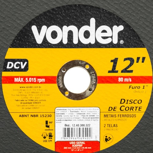 Disco de corte 300 x 3,2 x 25,4 mm - DCV 