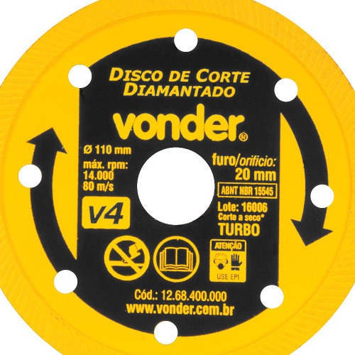 Disco diamantado turbo 100 mm para concreto Disco diamantado turbo 100 mm para concreto