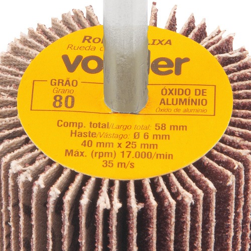 Roda de lixa 40 x 25 mm com haste gr�o 80 