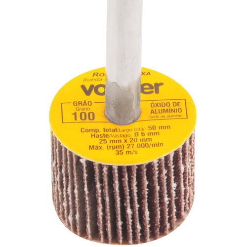 Roda de lixa 25 mm x 20 mm com haste gr�o 100 