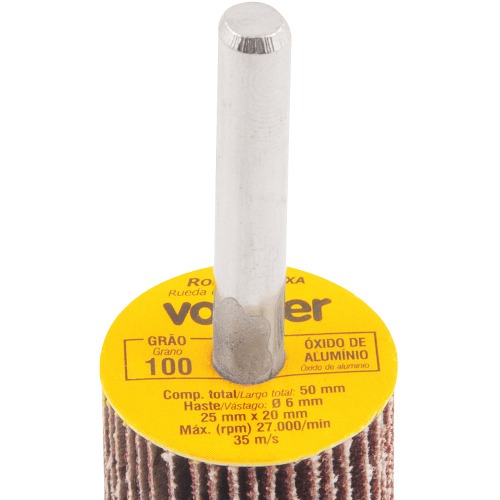 Roda de lixa 25 mm x 20 mm com haste gr�o 100 