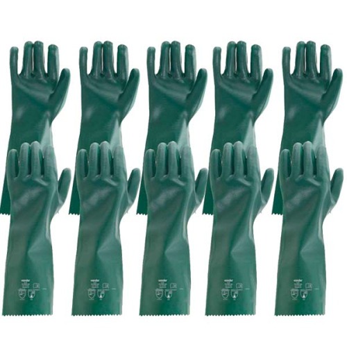 Kit 5 pares de luva pvc lisa com forro de algod�o 46 cm - PLV 0046