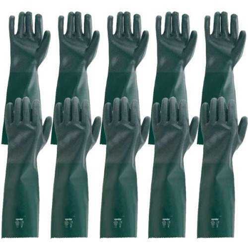 Kit 5 pares de luva de pvc �spera com forro 46 cm - PAV 0046