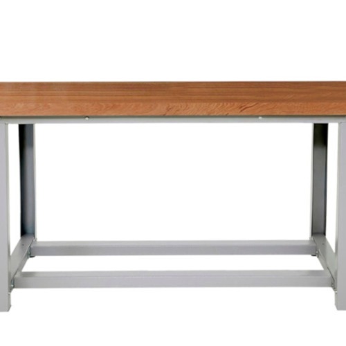 Bancada modular desmontável com tampo em madeira angelim bicolado - 1600-MA2 Bancada modular desmontável com tampo em madeira angelim bicolado - 1600-MA2