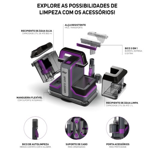 Extratora de carpete portátil 1,1L 1450W - Spot Cleaner W3 110V Extratora de carpete portátil 1,1L 1450W - Spot Cleaner W3 110V