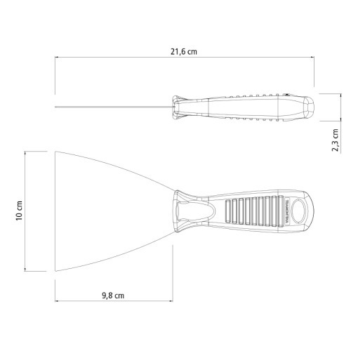 Esp�tula flex�vel met�lica 10 cm com cabo pl�stico
