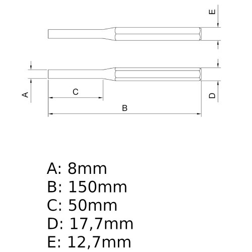 Saca-pinos paralelo 8 mm - 44471108 Saca-pinos paralelo 8 mm - 44471108