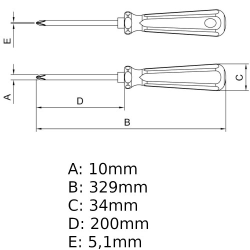 Chave phillips 3/8 x 8