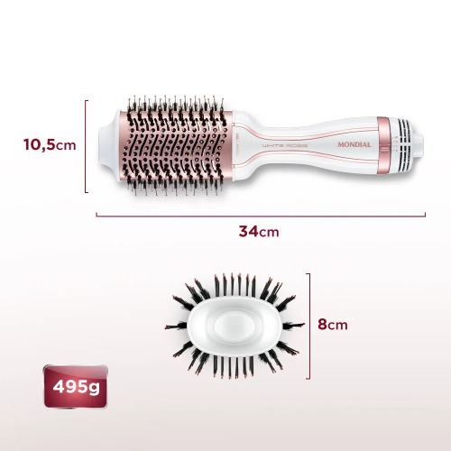 Escova secadora 1200W White Rose 3 em 1 - ES-50  110V/220V
