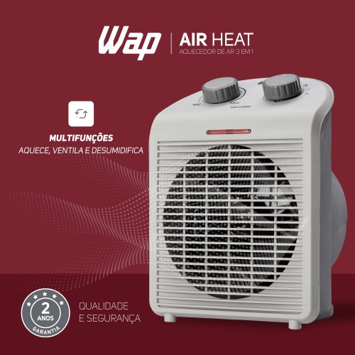 Aquecedor elétrico 2000W 3 em 1 com ventilador - Air Heat 220V Aquecedor elétrico 2000W 3 em 1 com ventilador - Air Heat 220V