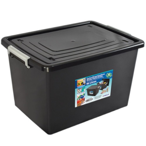 Caixa organizadora tampa com trava 56 litros - 25793