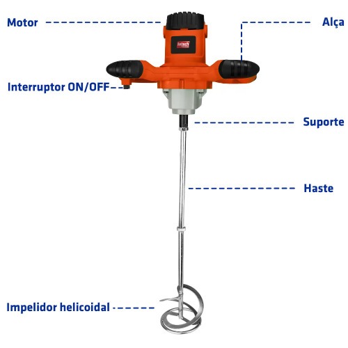 Misturador elétrico para argamassa e tintas 1200W velocidade variável - STIR1200 110V Misturador elétrico para argamassa e tintas 1200W velocidade variável - STIR1200 110V