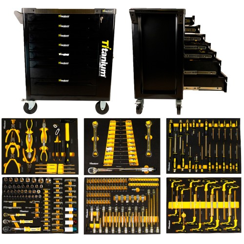 Carrinho para ferramentas com 7 gavetas e 258 ferramentas - Work Station Carrinho para ferramentas com 7 gavetas e 258 ferramentas - Work Station