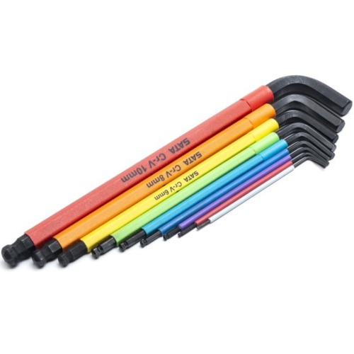 Jogo de chave allen abaulada longa 1,5 a 10 mm colorida 9 pe�as - ST09101CHBSJ