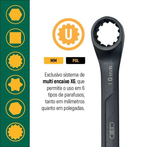 Jogo de chave combinada 8 a 17 mm multiencaixe 7 pe�as - Speedy X6