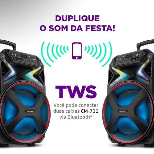 Caixa de som amplificada 700W RMS Bluetooth e FM Connect lights Plus - CM-700  110V/220V