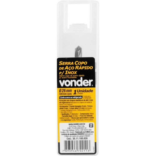 Serra copo de a�o r�pido 26 mm para inox
