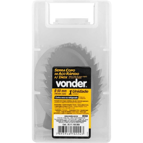 Serra copo de a�o r�pido 60 mm para inox