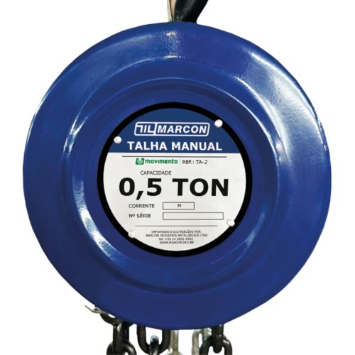 Talha manual com capacidade de 500 kg e 5 metros de corrente - TA-2
