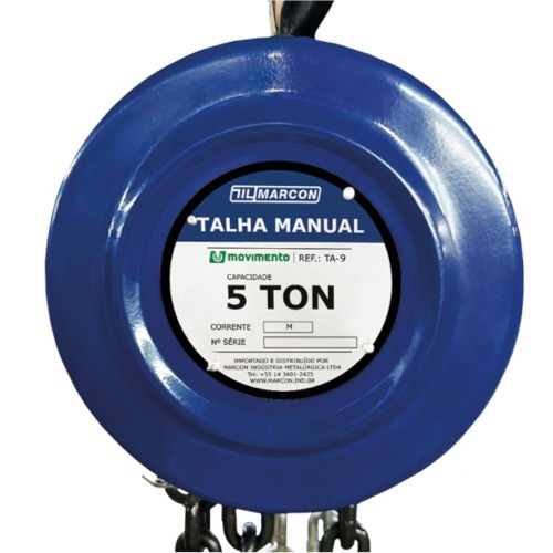 Talha manual com capacidade de 5000 kg e 5 metros de corrente - TA-10