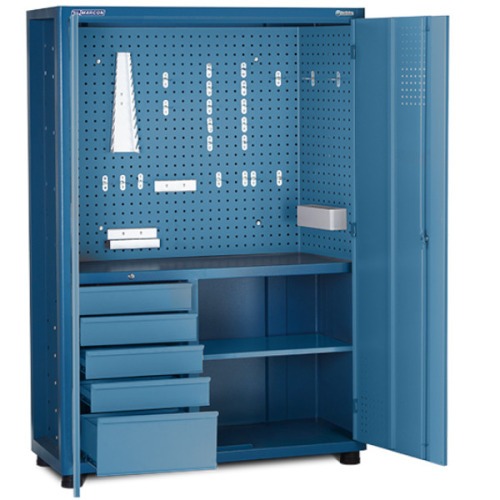 Armário para ferramentas com 1 prateleira 5 gavetas e porta em aço - AM-1004 Armário para ferramentas com 1 prateleira 5 gavetas e porta em aço - AM-1004