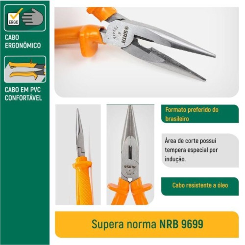 Alicate bico meia-cana curto isolado 6 Alicate bico meia-cana curto isolado 6