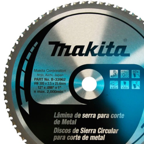 Disco de serra para metal 305 x 25 x 2,2 mm com 60 dentes