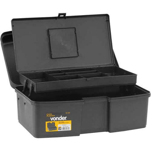 Caixa pl�stica para ferramentas com bandeja 35,0 x 23,0 x 15,5 cm - VD 1002