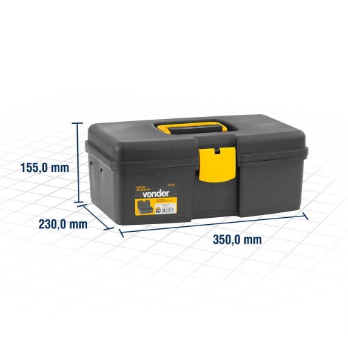 Caixa pl�stica para ferramentas com bandeja 35,0 x 23,0 x 15,5 cm - VD 1002