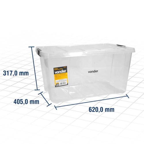 Caixa pl�stica transparente 62 x 40,5 x 31,7 cm - CBV 028
