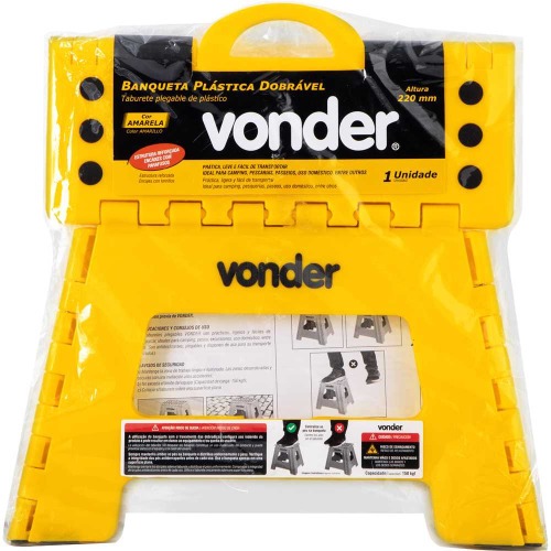 Banqueta pl�stica dobr�vel amarela altura 220 mm