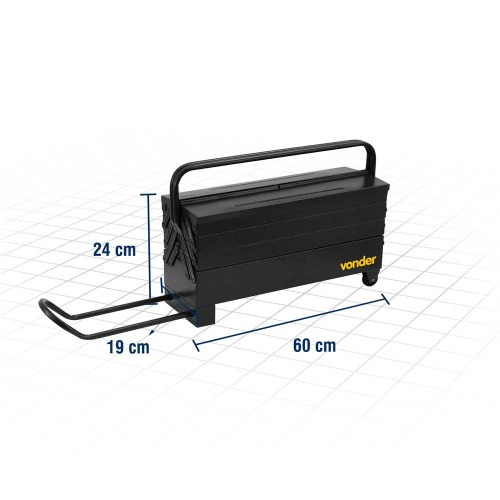Caixa met�lica para ferramentas com 7 gavetas 60,0 x 19,0 x 24,0 cm com roda