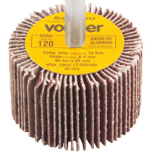 Roda de lixa 40 x 25 mm com haste grão 120 Roda de lixa 40 x 25 mm com haste grão 120