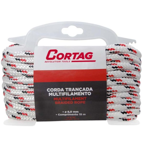 Corda multifilamento tran�ada 8 mm x 16 m com suporte pl�stico - 61634
