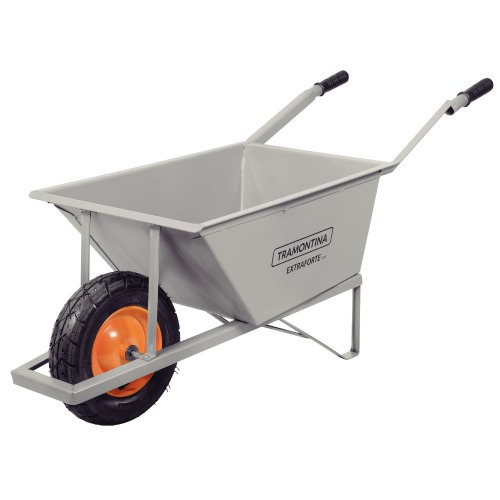 Carrinho de mão com caçamba metálica cinza 80 L Carrinho de mão com caçamba metálica cinza 80 L