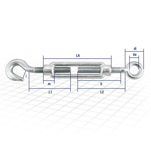 Esticador gancho com olhal para cabo de a�o 3/4