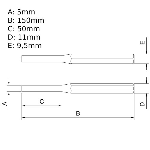Saca-pinos paralelo 5 mm - 44471/105 Saca-pinos paralelo 5 mm - 44471/105