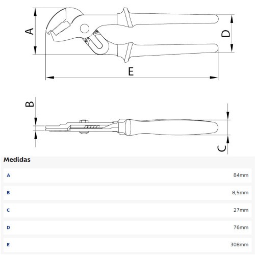 Alicate bomba-d'�gua isolado 1000 V 12