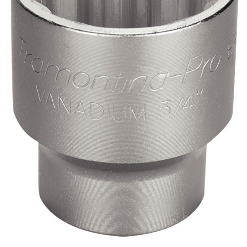 Soquete estriado em a�o cromo van�dio 55 mm encaixe 3/4