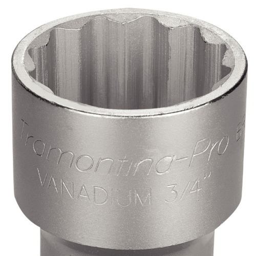 Soquete estriado em a�o cromo van�dio 55 mm encaixe 3/4