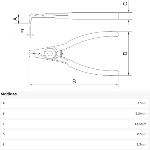 Alicate para an�is externo curvo 9