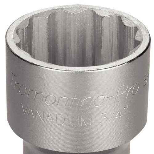 Soquete estriado em a�o cromo van�dio 46 mm encaixe 3/4