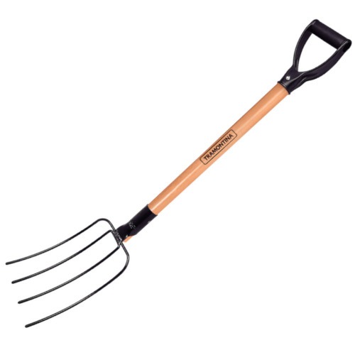 Forcado reto de arame 4 dentes em a�o com cabo de madeira 71 cm - 77144444