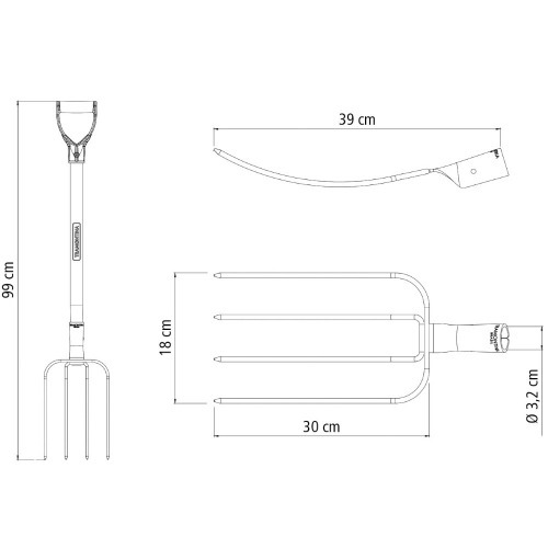 Forcado reto de arame 4 dentes em a�o com cabo de madeira 71 cm - 77144444