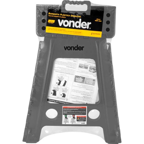 Banqueta plástica dobrável cinza 450 mm Banqueta plástica dobrável cinza 450 mm