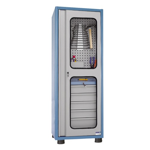 Arm�rio com 5 gavetas chapa perfurada e porta em vidro - AM-41