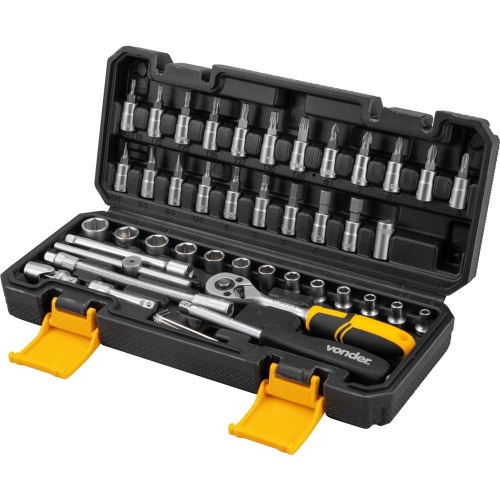 Jogo de soquete sextavado e ponteira 4 mm a 14 mm encaixe 1/4 Jogo de soquete sextavado e ponteira 4 mm a 14 mm encaixe 1/4