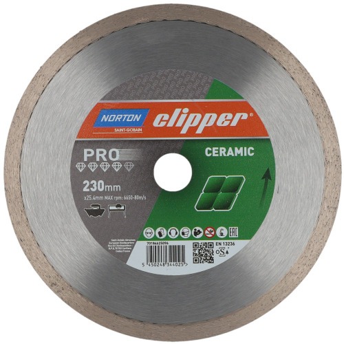 Disco diamantado liso 230 mm para porcelanato - PRO Ceramic