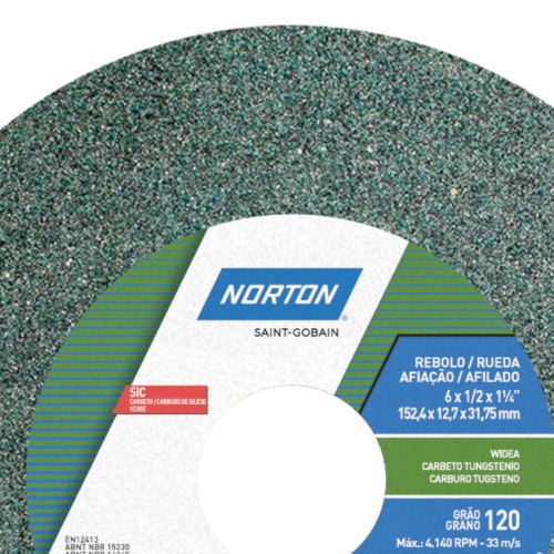 Rebolo reto para metal duro 6 x 1/2 x 1,1/4