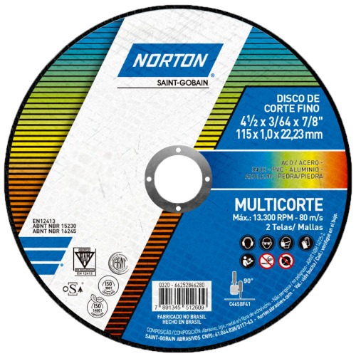 Disco de corte para multi materiais 4.1/2 x 3.64 x 7/8
